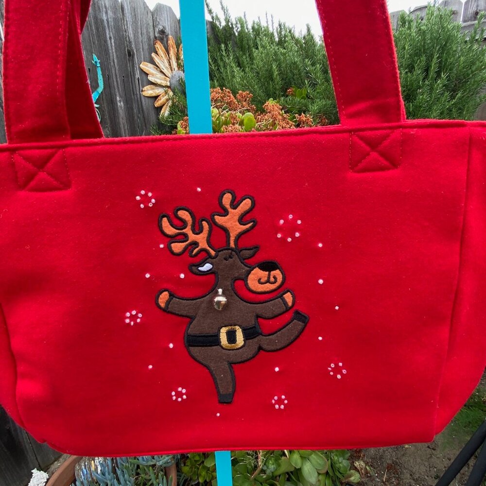 Christmas Felt Top Handle Bag, Reindeer Design